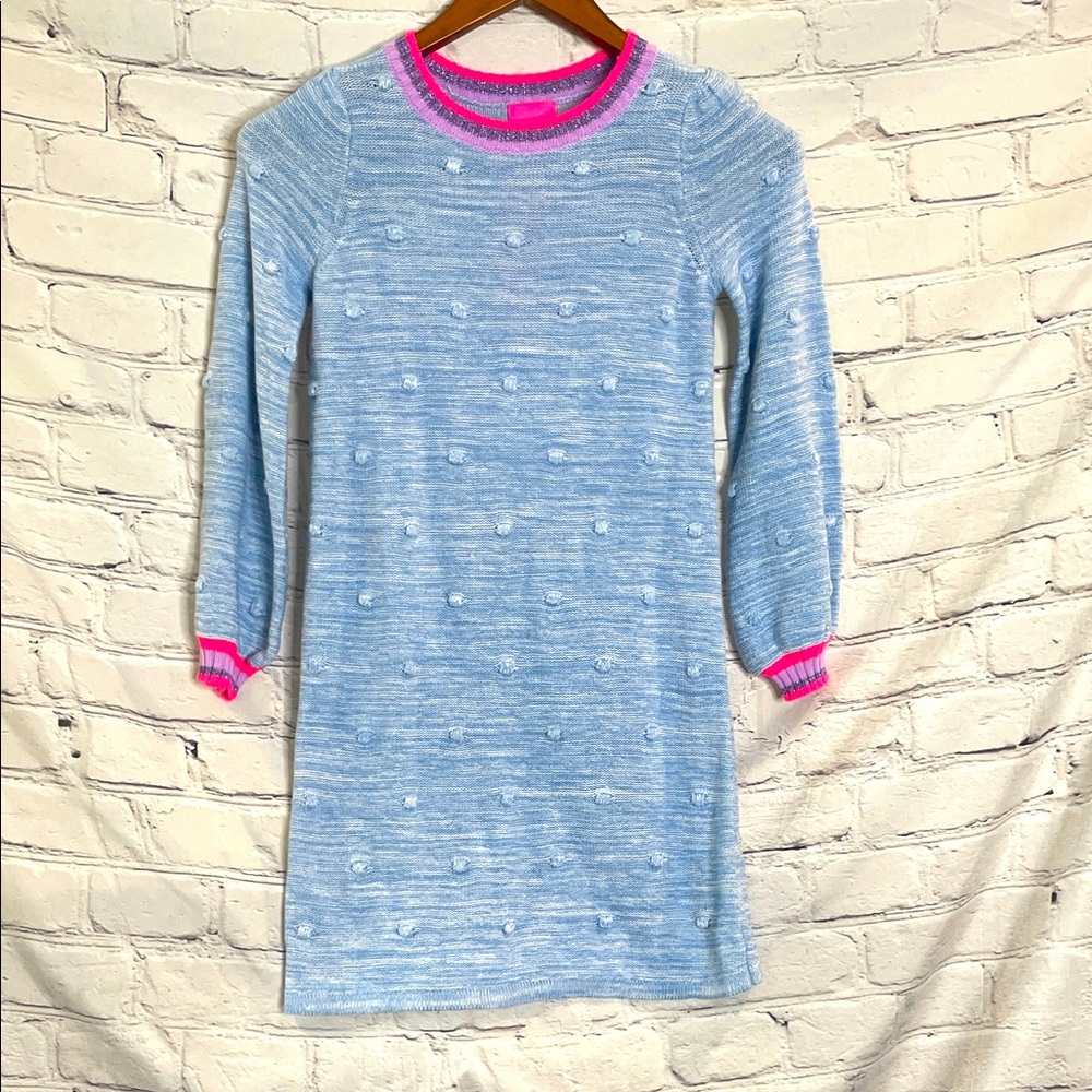 Lilly Pulitzer Blue Pink Verna Sweater Dress Girl’s Size Large Brand New W/Tags